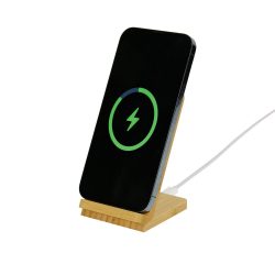 Bamboo Wireless charger Stand with LED Logo