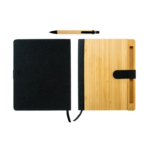 Bamboo-and-rPET-Notebooks-with-Pen-MB-11-BLK-Front-Back-600x600-1.webp Bamboo and rPET Notebooks
