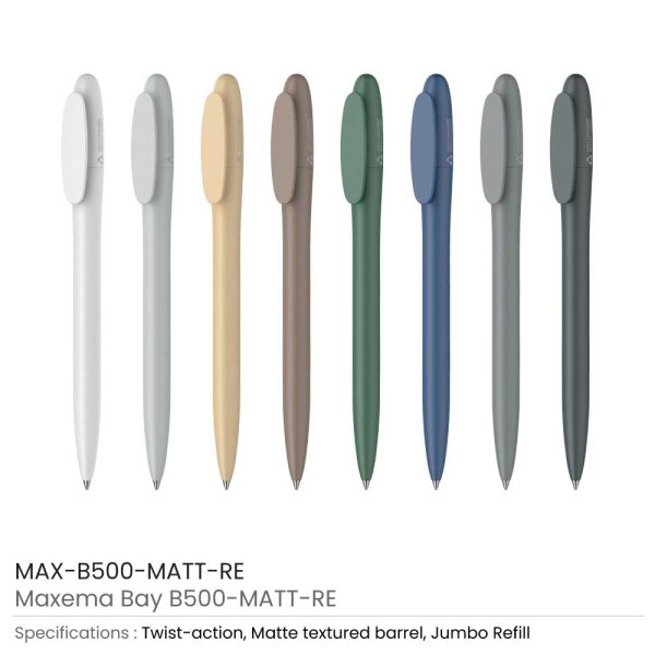 Bay-Pens-MAX-B500-MATT-RE-allcolors-600x600-1.jpg Recycled Pens Maxema Bay
