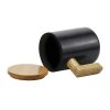 Black Ceramic Coffee Mugs with Bamboo Handle and Lid