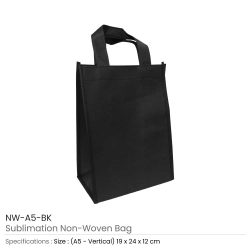 A5 Black Non Woven Shopping Personalized Bags