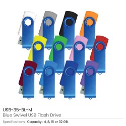 Matt Blue Swivel USB | Promotional USB