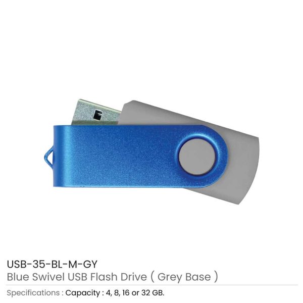 Matt Blue Swivel USB | Promotional USB