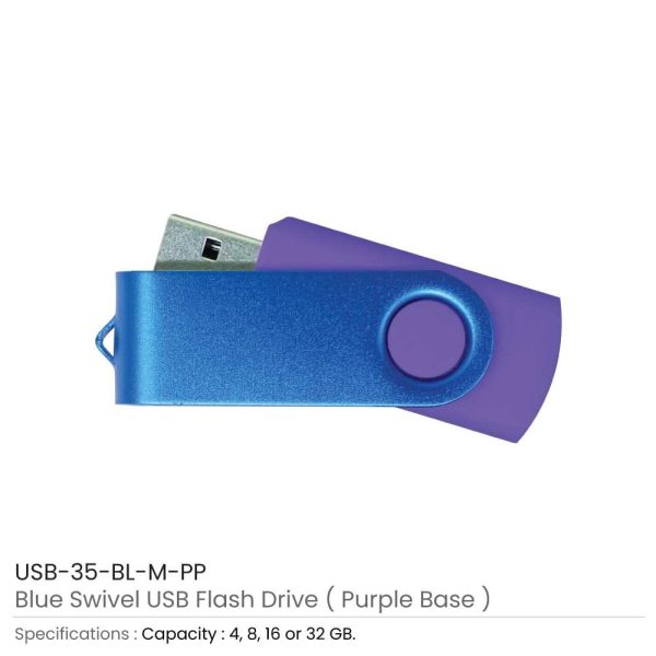 Matt Blue Swivel USB | Promotional USB
