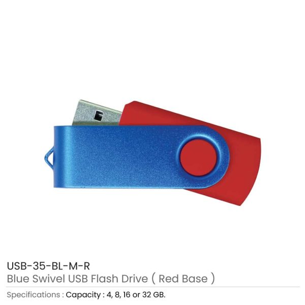 Matt Blue Swivel USB | Promotional USB