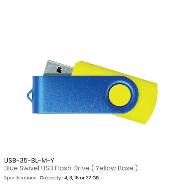 Matt Blue Swivel USB | Promotional USB