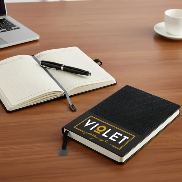 Soft PU Cover Notebooks in A5 Size with Metal Plate Bookmark