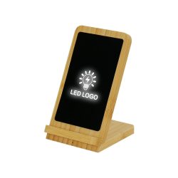 Bamboo Wireless charger Stand with LED Logo