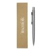 Recycled Stainless Steel Metal Pens, Push Button, Blue Ink