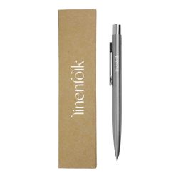Recycled Stainless Steel Metal Pens, Push Button, Blue Ink