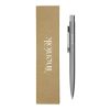 Recycled Stainless Steel Metal Pens, Push Button, Blue Ink