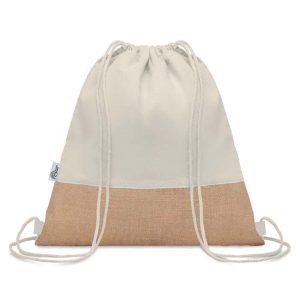 TRIGE - GRS-certified Recycled Cotton & Jute Drawstring Bag - Natural