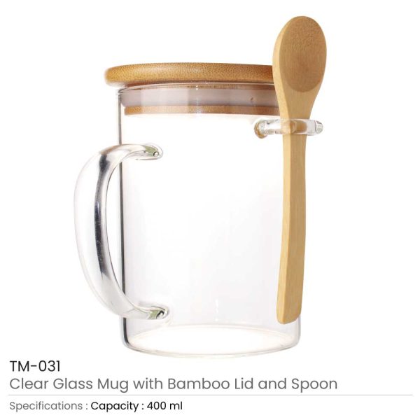 Clear-Glass-Mugs-with-Bamboo-Lid-and-Spoon-TM-031-600x600-1.jpg Promotional Travel Mug with Bamboo Lid and Spoon