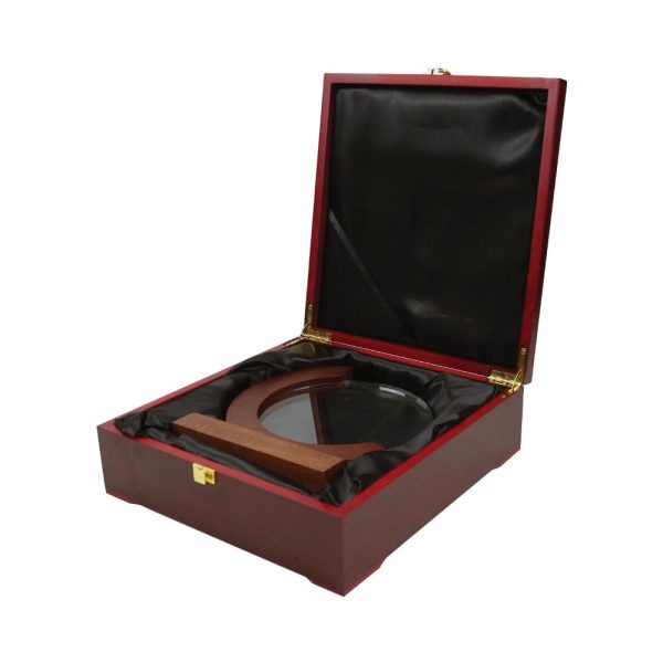 Round Moon Crystal Awards with Wooden Base