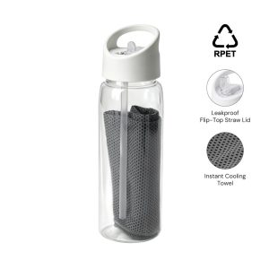 DEVON - Giftology RPET Cooling Towel in RPET Bottle 800 ml - White