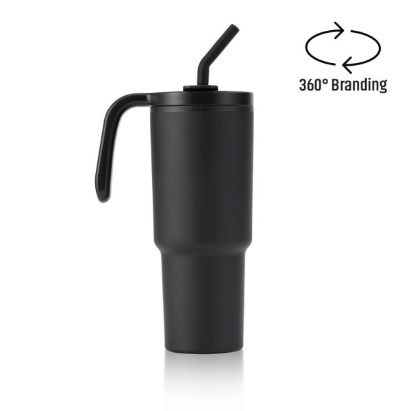 FORZA 360 - Hans Larsen Recycled Stainless Steel/PP Tumbler with 360 Branding - Black