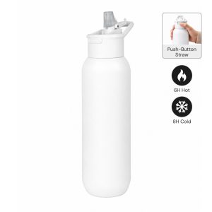 TOLEDO - Hans Larsen Double Wall Bottle with Straw 600 ml - White
