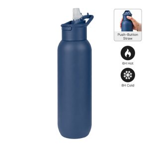 TOLEDO - Hans Larsen Double Wall Bottle with Straw 600 ml - Navy Blue