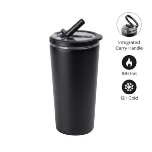 MARBELLA - Hans Larsen Double Wall Tumbler with Sip Lid 600 ml - Black