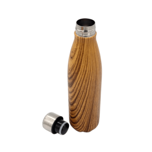 GEYER - Hans Larsen Stainless Steel Water Bottle with Wood Print - Brown