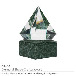 Diamond Shaped Crystal Awards with Marble Base