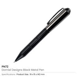 Dorniel Designs Brand Pens, Matte Black, Twist Action, Blue Ink