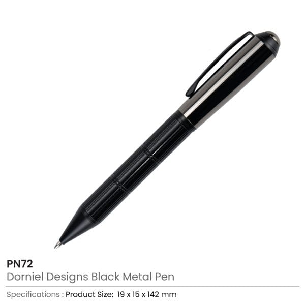 Dorniel Designs Brand Pens, Matte Black, Twist Action, Blue Ink