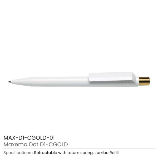 Dot Promotional Branded Pens with Gold Push Button