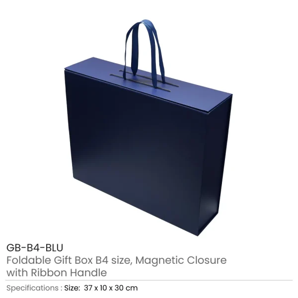 Foldable-Gift-Box-GB-B4-BLU-600x600-1.webp Foldable Gift Box with Magnetic Closure & Ribbon Handle