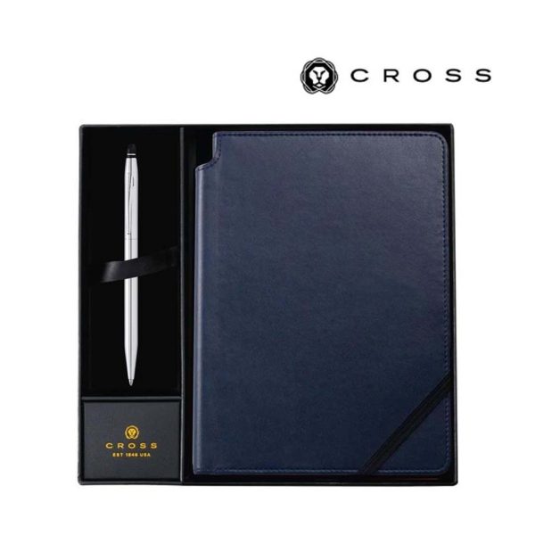 GSCR-5013-Cross-Click-Chrome-Ballpoint-Pen-with-Classic-Blue-Journal-Gift-Setunique88863b5 Cross Click™ Chrome Ballpoint Pen with Classic Blue Journal Gift Set