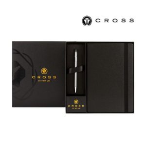 Cross Click™ Chrome Ballpoint Pen & A5 Hardcover Notebook Gift Set - Black