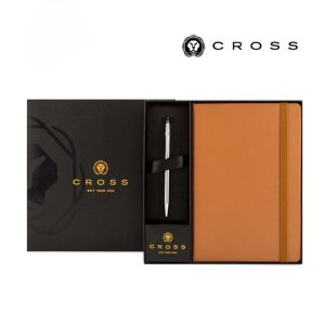 Cross Click™ Chrome Ballpoint Pen & A5 Hardcover Notebook Gift Set - Mocha
