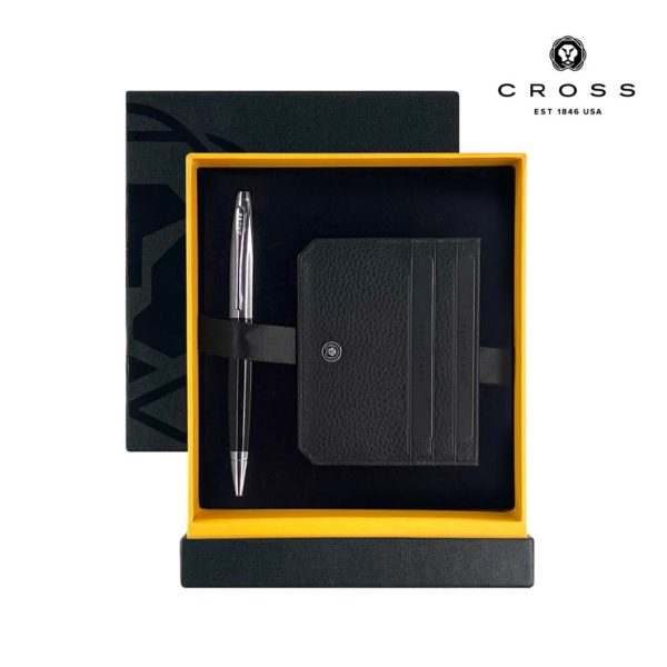 Cross Calais™ Ballpoint Pen with Leather Cardholder - Black