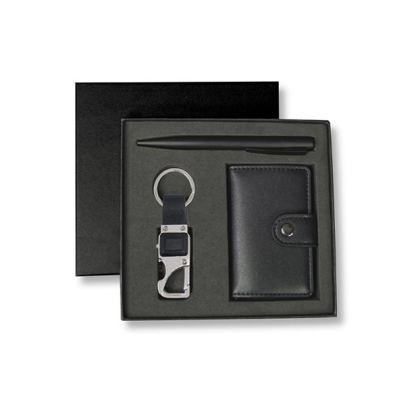 GSGL-9537-REINE-Set-of-RFID-Card-Holder REINE - Set of RFID Card Holder, Key Chain and Pen - Black