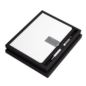 RIPPLE SET - Giftology Set of Notebook and Pen - White