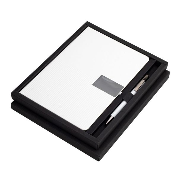 RIPPLE SET - Giftology Set of Notebook and Pen - White