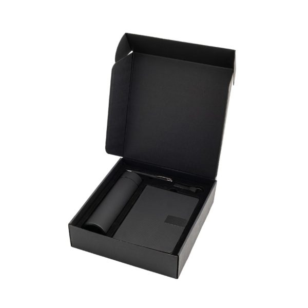 ORION SET - Giftology Set of Temperature Flask, Notebook, Pen and Keychain - Black