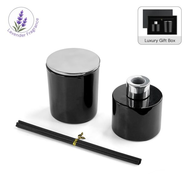 PROVENCE - Lavender Scented Candle and Diffuser Set - Black