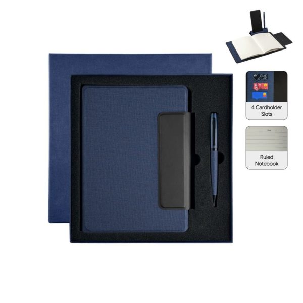 LUBECK - Santhome A5 PU Portfolio with Pen - Navy Blue