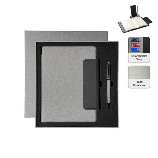 GSSN-9627-LUBECK-Santhome-A5-PU-Portfolio-with-Pen-Grey-unique0470141 LUBECK - Santhome A5 PU Portfolio with Pen - Grey