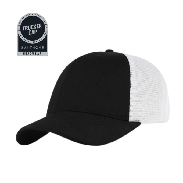 HWSN-7131-SWIFT-Santhome-6-Panel-Trucker-Cap-Black-Whiteuniquefb97e5c SWIFT - Santhome 6 Panel Trucker Cap - Black / White