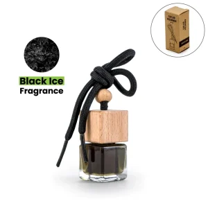 Hanging Car Diffuser Bottle with Bamboo Lid – Black Ice Fragrance