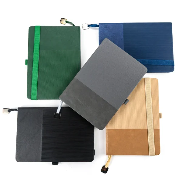 Hard Cover PU Notebooks in A5 Size with Metal Plate Bookmark