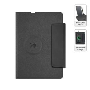 MagFolio - Santhome A5 PU Portfolio with 15W MagSafe Wireless Charger - Black