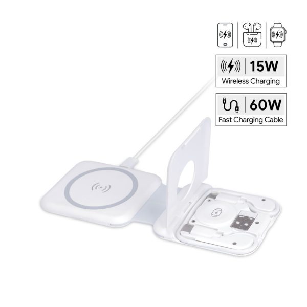 TURIN - @memorii Foldable Wireless Charger and Multicable Set - White