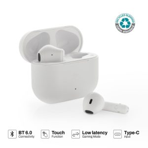 TUNEVO RCS recycled plastic wireless earbuds - White