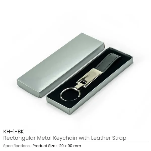 Metal Promotional Keychains with Leather Strap