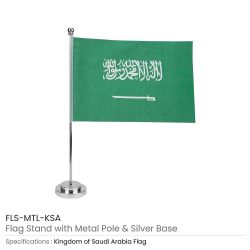 Flag with Metal Pole & Silver Plated Plastic Base