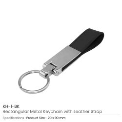Metal Promotional Keychains with Leather Strap
