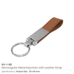 Metal Promotional Keychains with Leather Strap